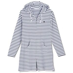 Coolibar Women's Cabana Hoodie White Navy Stripe UPF 50+ Zip Up 01307 / Size 3X